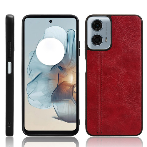 Moto G 5G 2024 Cow Pattern Sewing Back Cover Phone Case - Red
